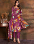 glamorous purple muslin silk trendy designer readymade suit collection with purple gadwal silk 13613-acy3778 Front View
